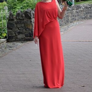 BCBGMaxAzria Red One-Shoulder Maxi Dress